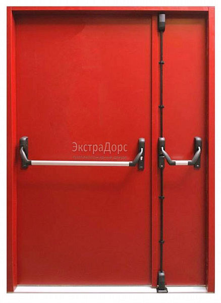 Противопожарная дверь EI 60 дымогазонепроницаемая красная с антипаникой в Истре  купить