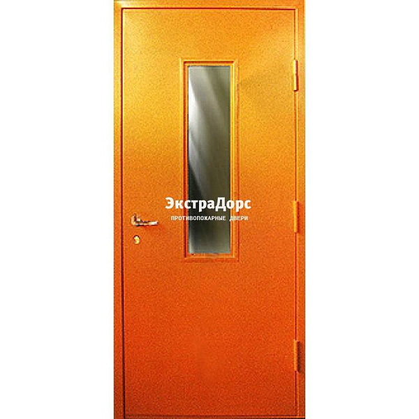 Противопожарная дверь анти-дым оранжевая со стеклом в Истре  купить