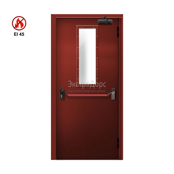 Противопожарная дверь EI 45 ДМП-01-EI45 ДП148 однопольная остекленная с антипаникой в Истре  купить
