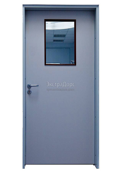 Дверь противопожарная металлическая однопольная EI 30 газодымонепроницаемая со стеклом в Истре  купить